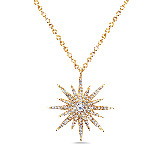 Radiant Diamond Star Pendant Necklace