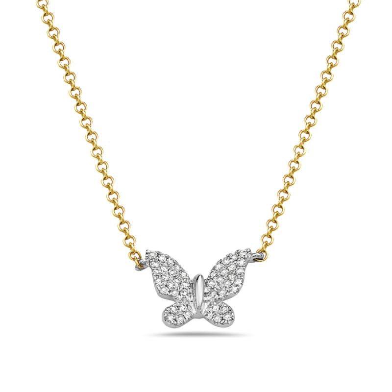 Elegant Diamond Butterfly Pendant Necklace