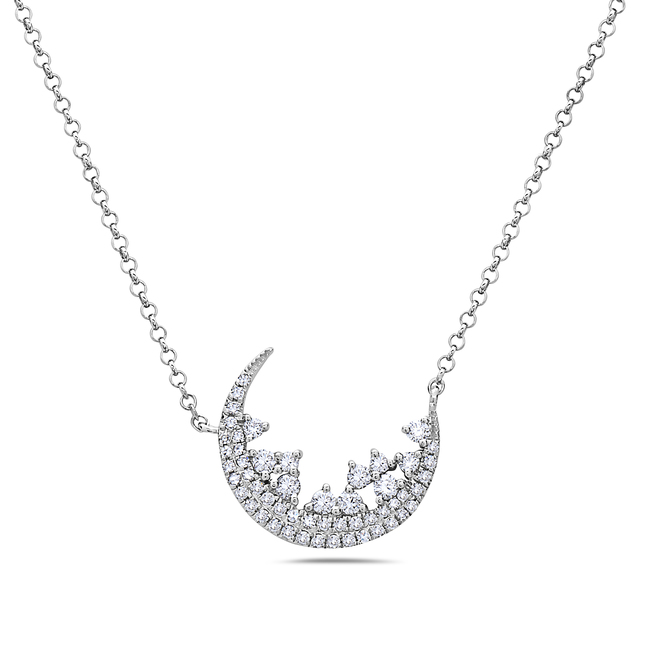 Elegant Diamond Crescent Moon Necklace