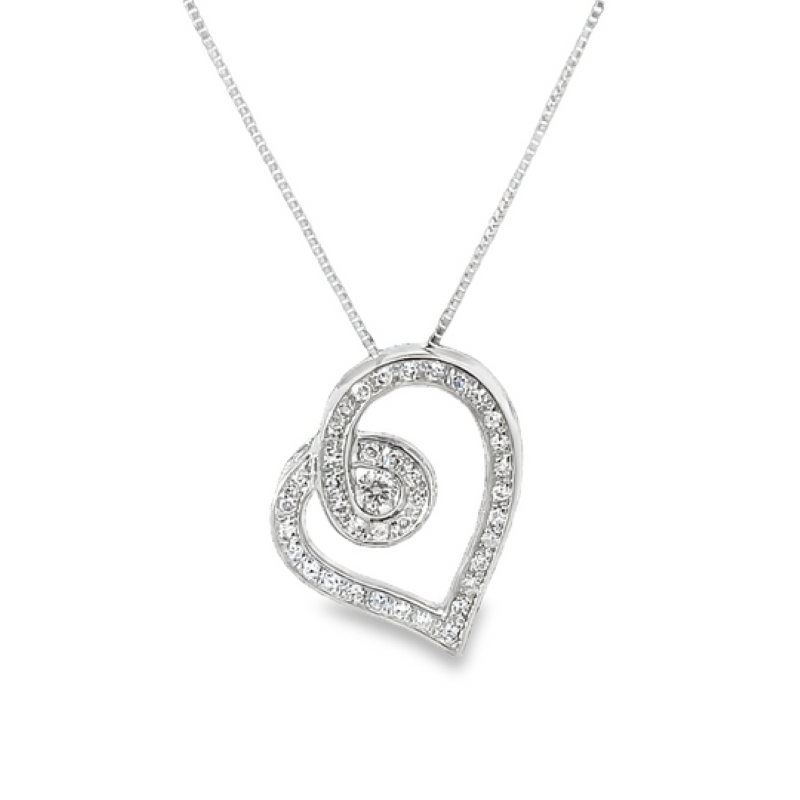 Elegant Heart-shaped Diamond Pendant