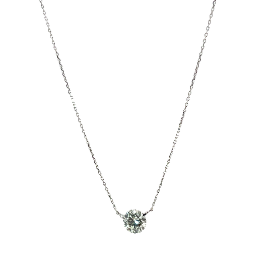 Elegant Diamond Solitaire In White Gold Necklace