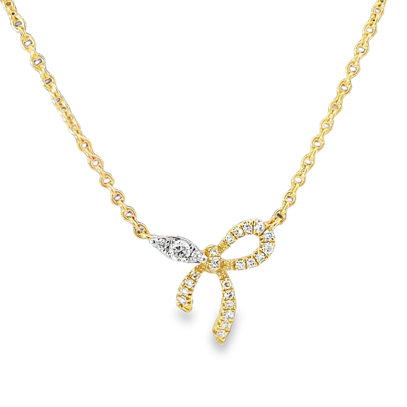 Elegant Diamond Bow Pendant Necklace