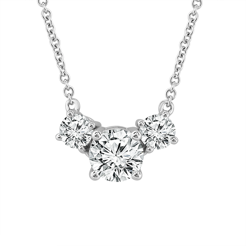 Elegant White Gold Diamond Trio Pendant Necklace