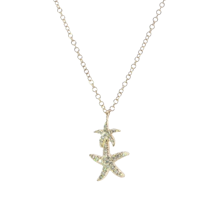 Elegant Yellow Gold Stars Wth Brilliant Cut Diamonds