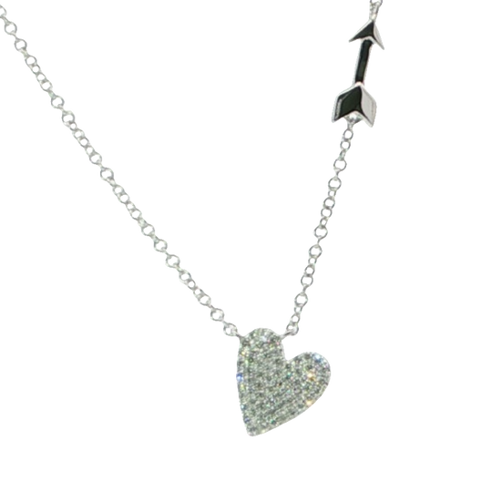 Elegant Diamond Heart And Arrow Necklace