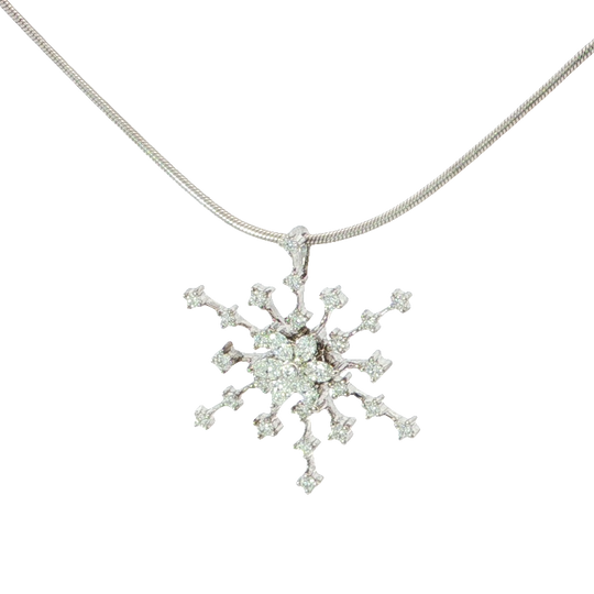 White Gold Diamond Snowflake Charm Necklace