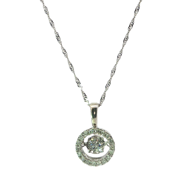 Elegant White Gold Diamond Circle Pendant Necklace