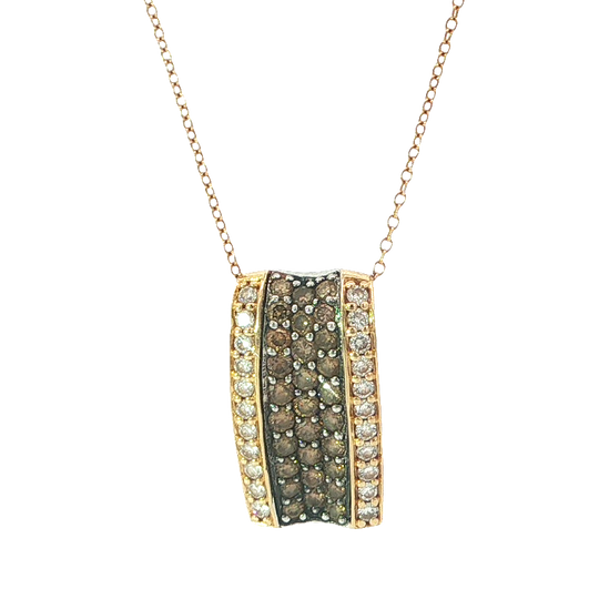 Elegant Chocolate And White Diamond Pendant Necklace