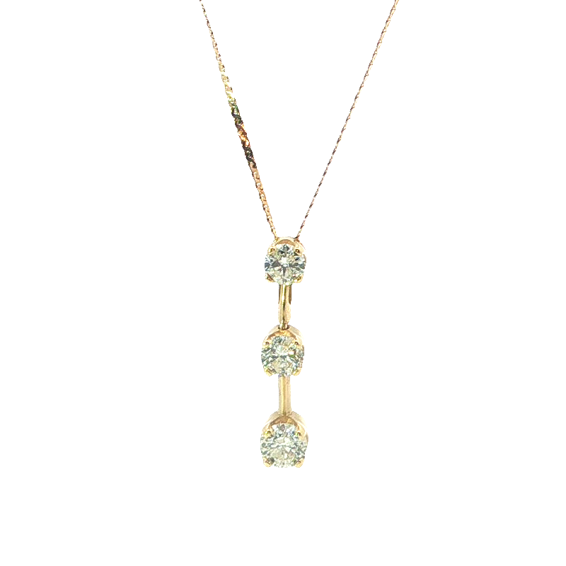 Elegant Diamond Drop Necklace With Round Brilliant Cut Diamonds