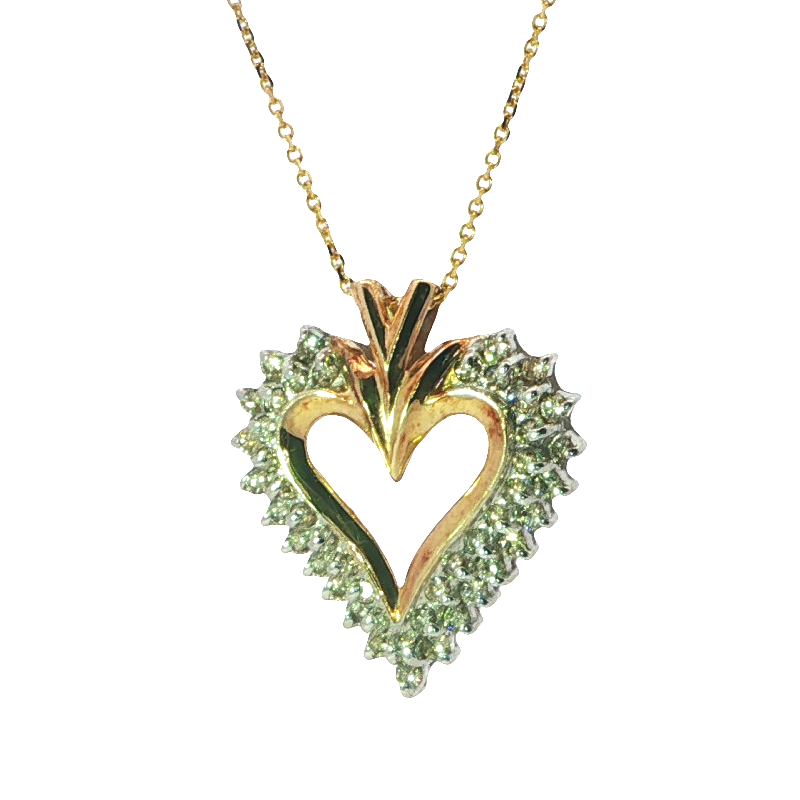 Stunning Yellow Gold Heart Pendant With Round Brilliant Cut Diamonds