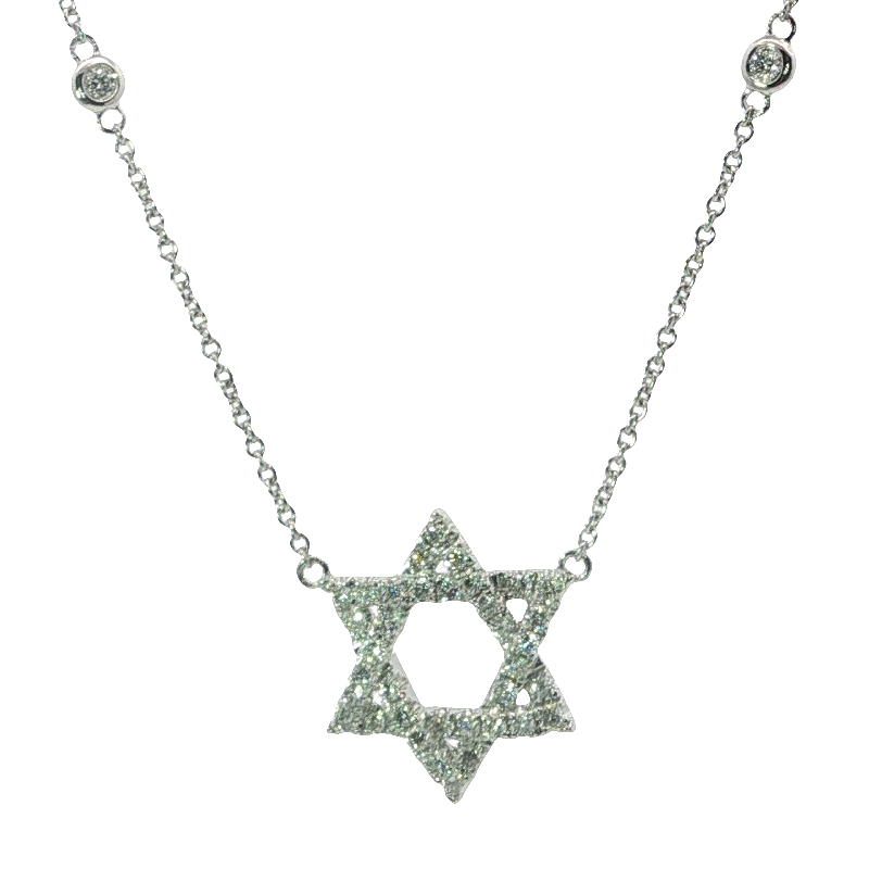 Stunning Diamond Start Necklace In White Gold