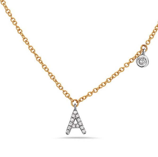 Elegant Monogram Necklace With Round Brilliant Diamonds