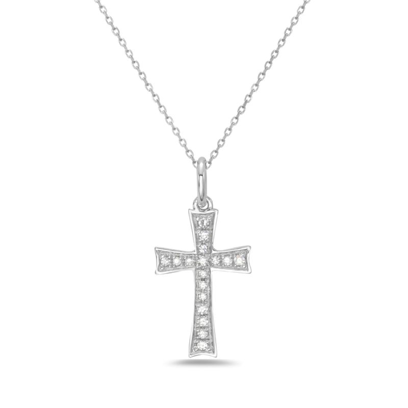 Elegant White Gold Diamond Cross Pendant