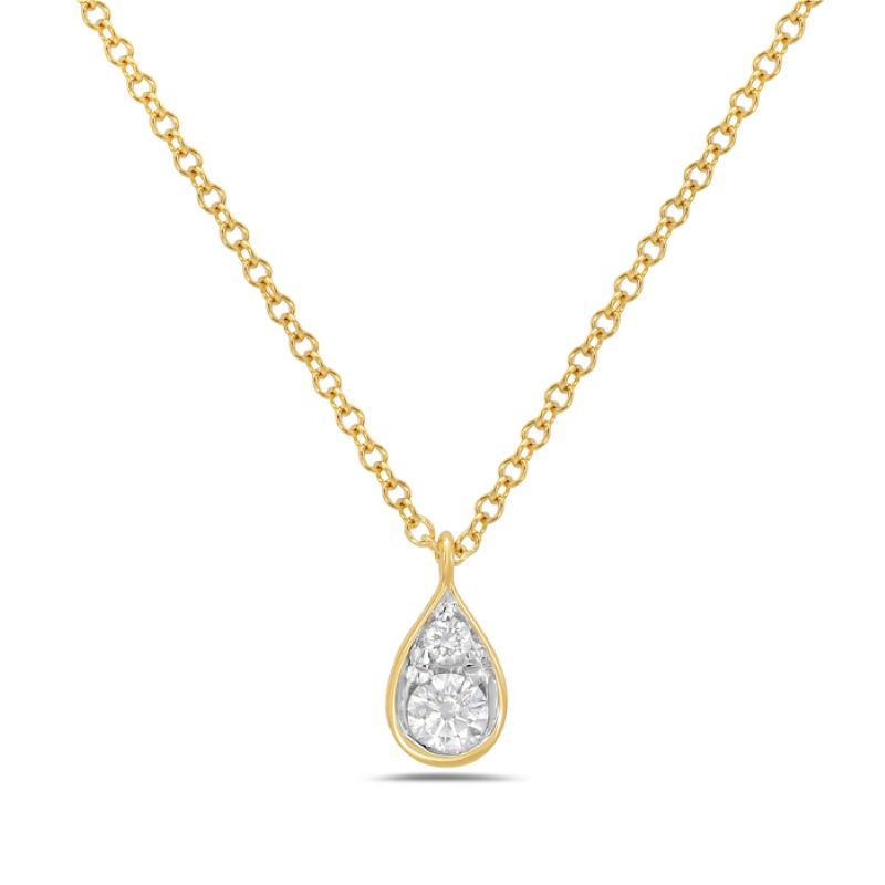 Elegant Yellow Gold Diamond Teardrop Pendant Necklace