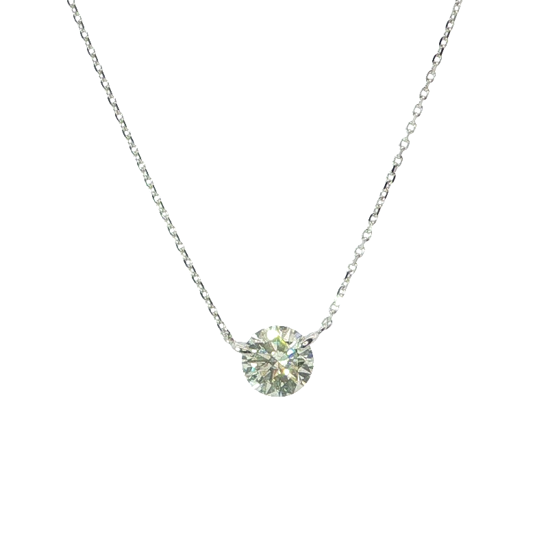 Lady's White 18 Karat Solitaire Pendant With = 0.50tw Round Diamonds