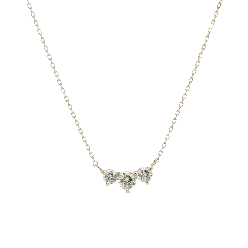 Elegant Yellow Gold Three-stone Diamond Necklace
