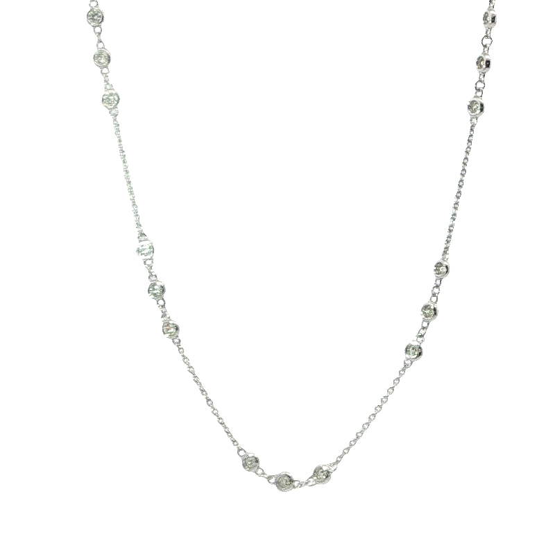 Elegant White Gold Diamond Bezel Set Necklace