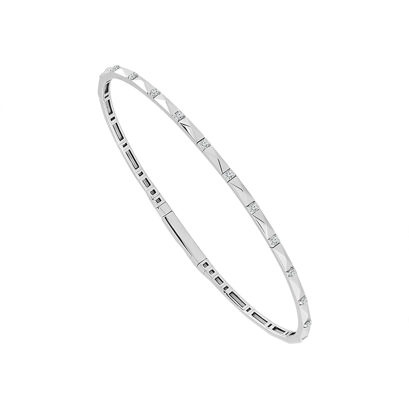 Elegant White Gold Bangle With Diamonds