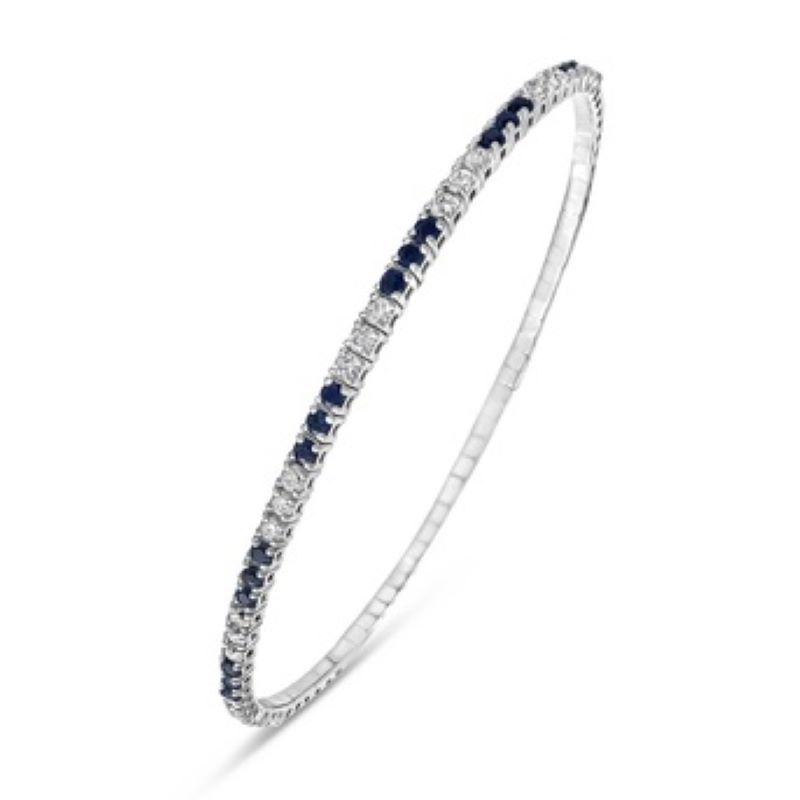 14k Diamond And Sapphire Bangle