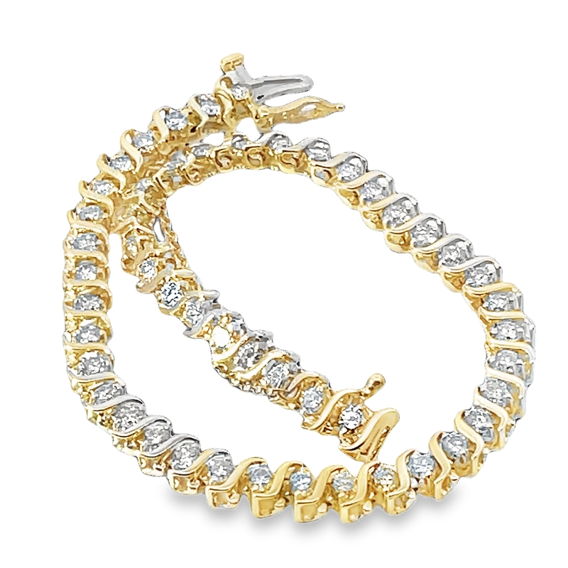 Stunning Gold Diamond Tennis Bracelet