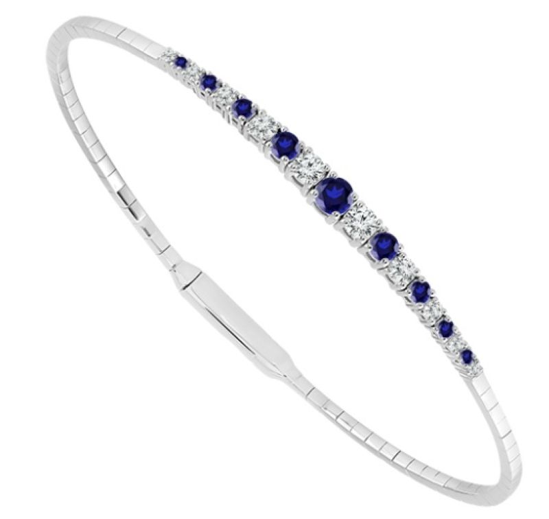 Elegant Diamond And Sapphire Bangle Bracelet