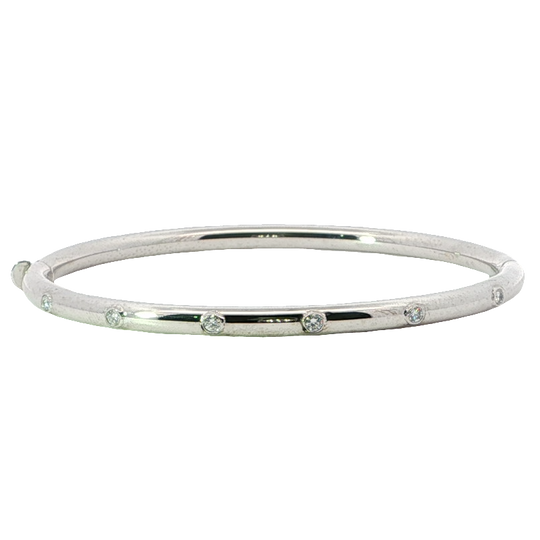 Elegant White Gold Bangle With Brilliant Cut Diamonds