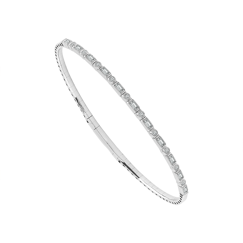 Elegant White Gold Diamond Beaded Bracelet