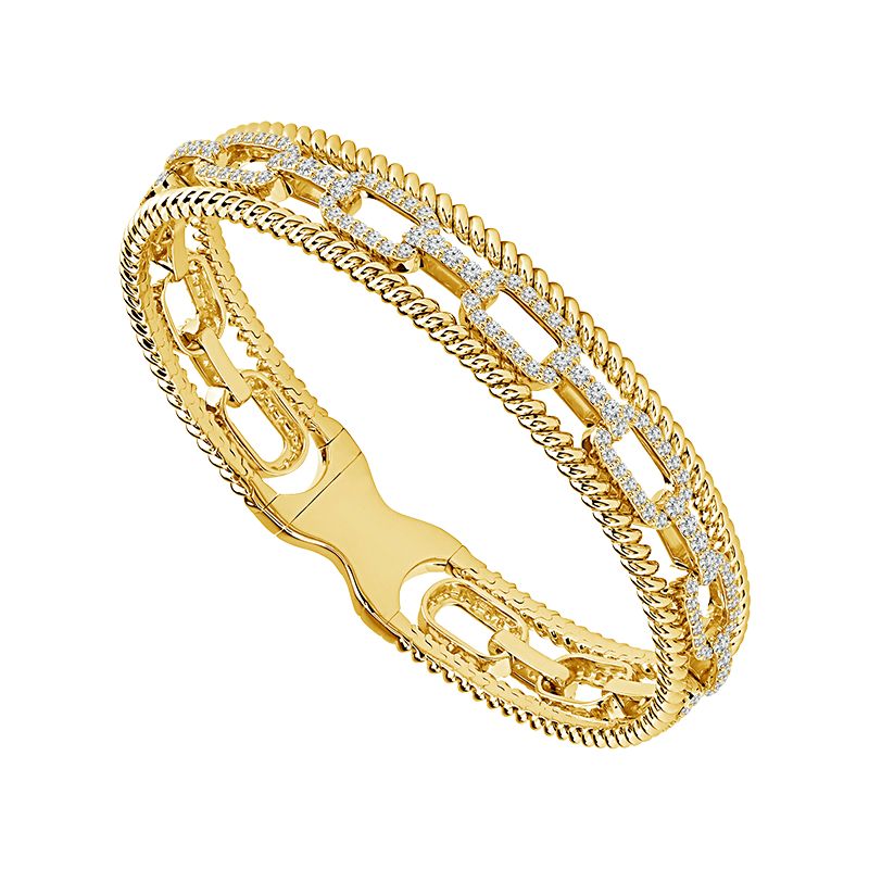 Stunning Gold Diamond Bangle Bracelet