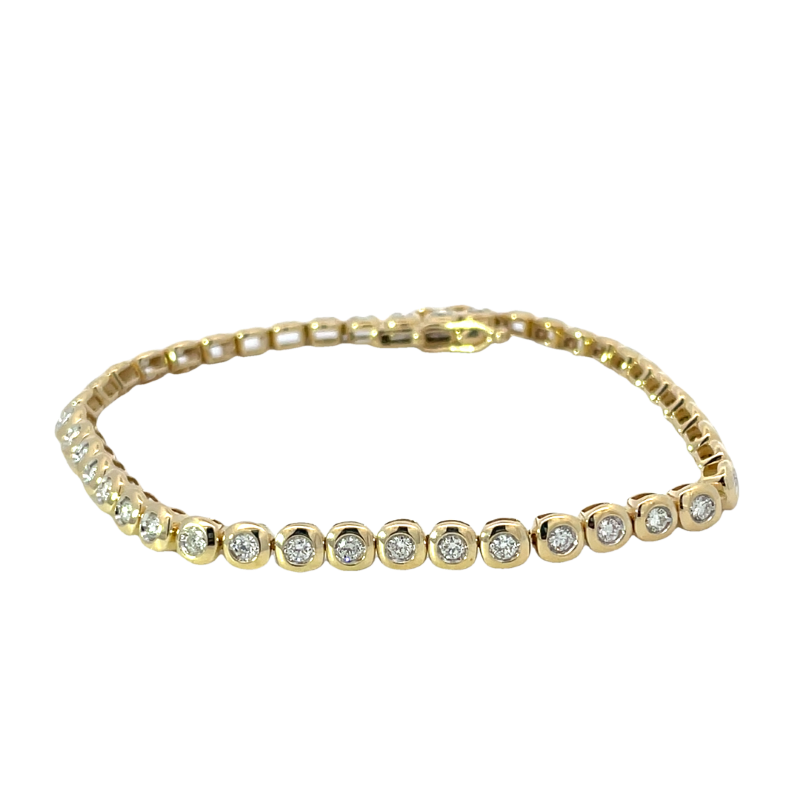 Yellow Gold Bezel Set Diamond Tennis Bracelet