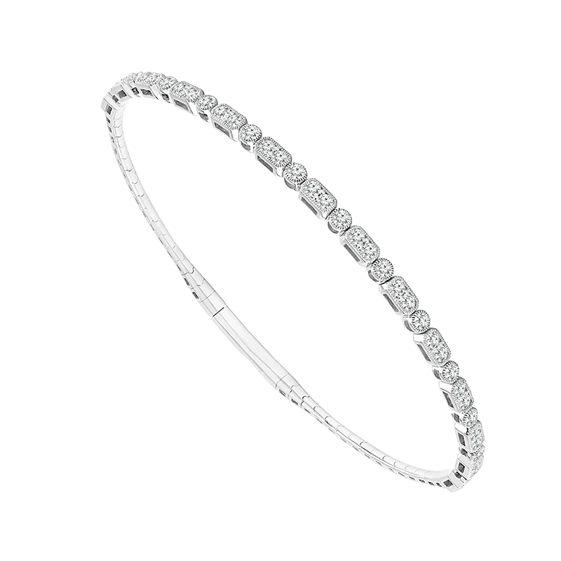 Stunning Diamond Bangle In White Gold