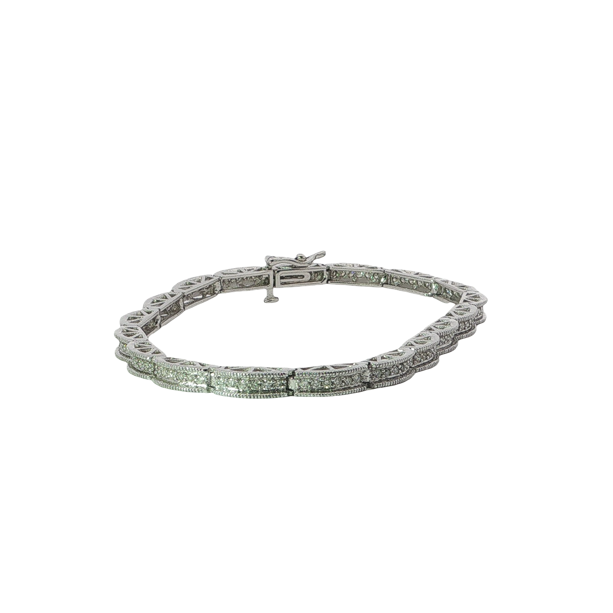 Vintage-inspired Diamond Tennis Bracelet In White Gold
