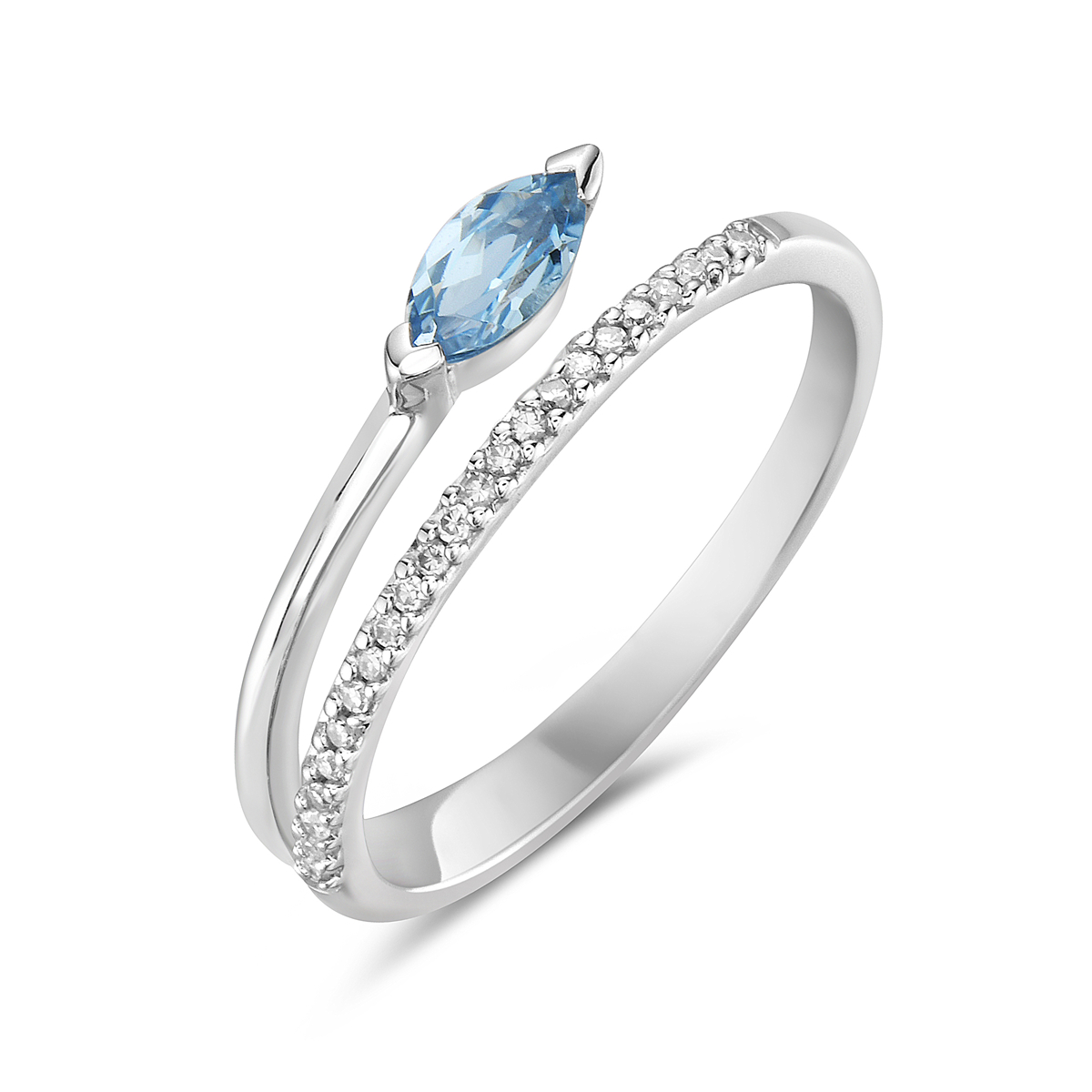 14k Blue Topaz And Diamond Ring