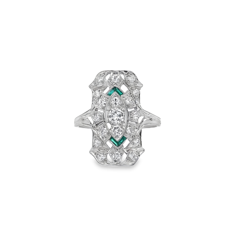 Stunning Vintage Diamond And Emerald Ring