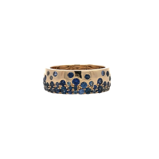 Lady's Yellow 14 Karat Free Form Fashion Ring Size 7 With 1.05tw Various Shapes Sapphires