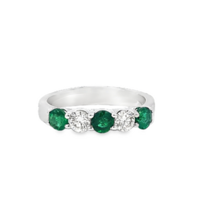 14k Diamond And Emerald Ring