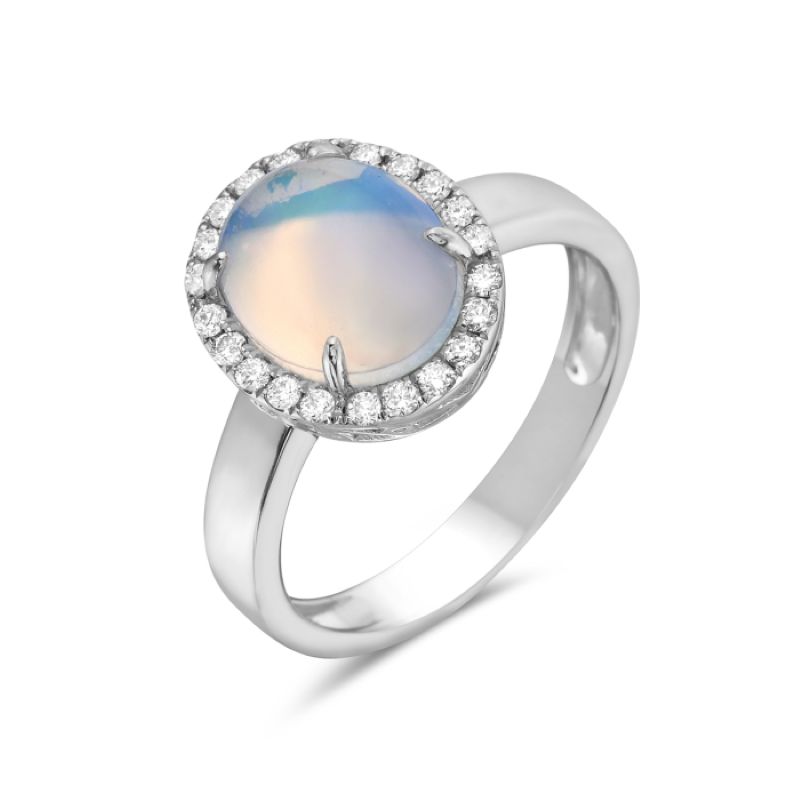 Elegant Opal And Diamond Ring