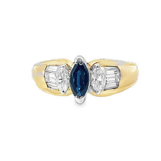 Elegant Diamond And Sapphire Gold Ring