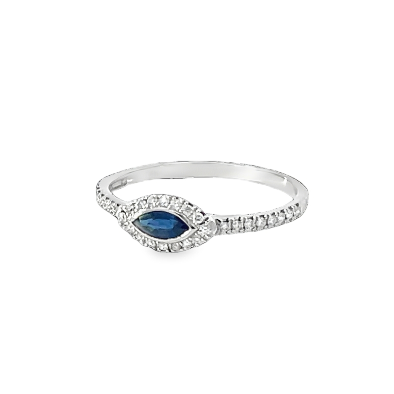 Elegant White Gold Diamond Sapphire Ring