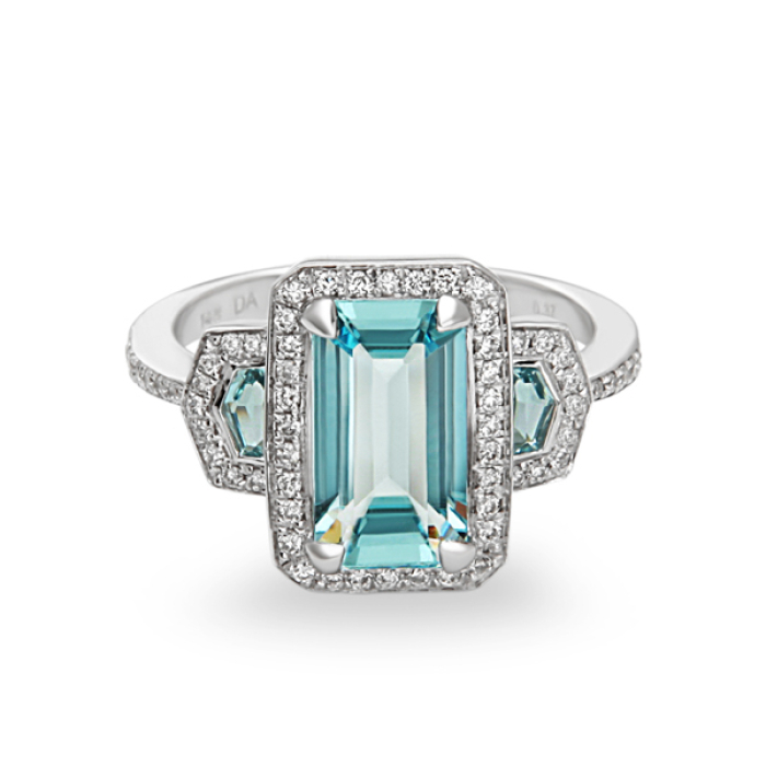 Elegant Aquamarine And Diamond Ring