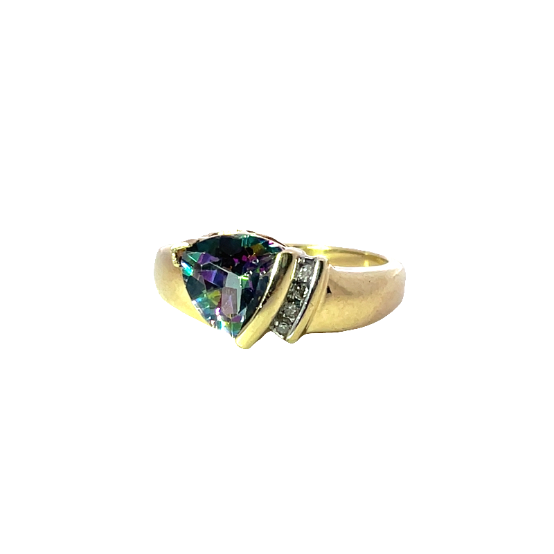 Elegant Yellow Gold Mystic Fire Ring