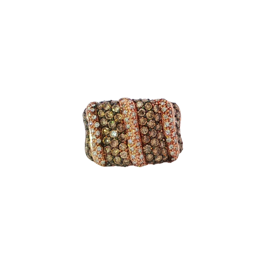 Rose Gold Ring With Fancy Brown Round Brilliant Cut Diamonds