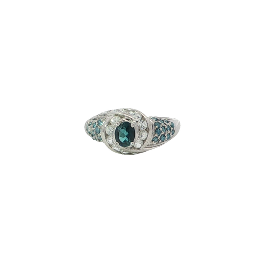 Elegant White Gold Blue Topaz Ring
