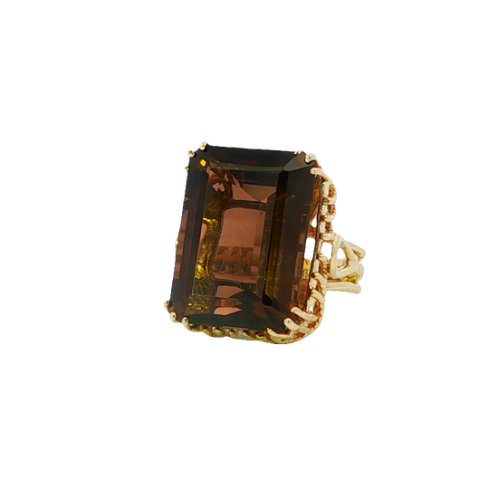 Stunning Yellow Gold Cocktail Ring With Smokey Quartz Ring