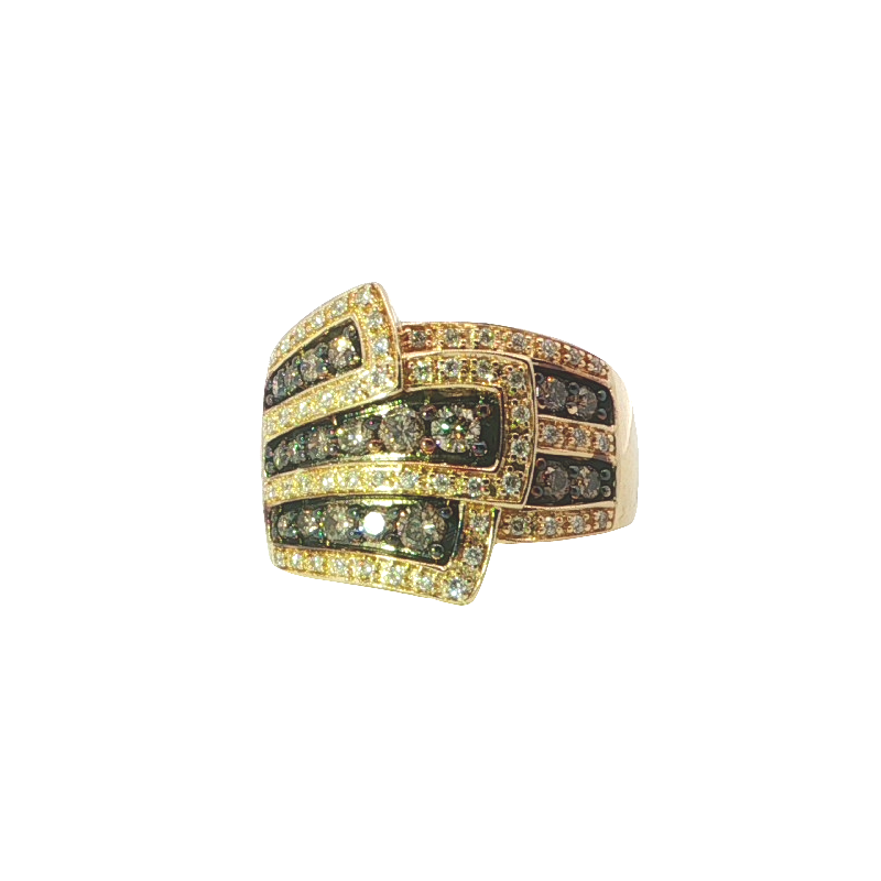 Elegant White And Chocolate Diamond Ring