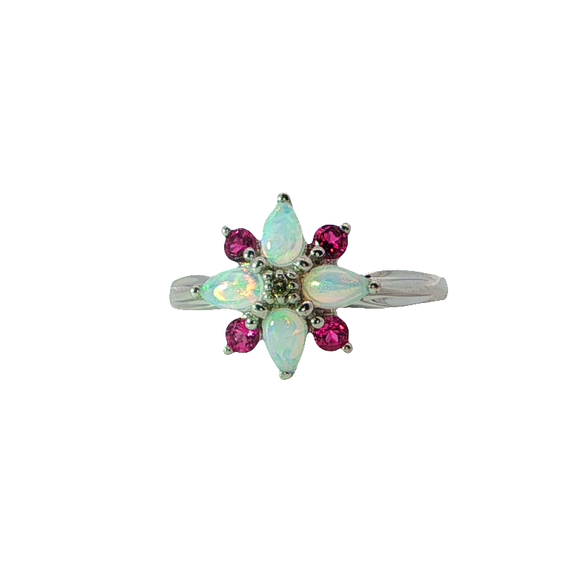 Elegant Opal And Pink Tourmaline Ring