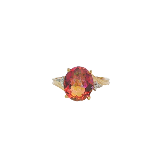 Yellow Gold Ring With Mystic Fire Topaz Gemstone