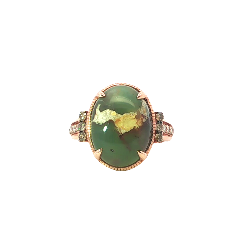 Stunning Aquaprase And Diamond Ring