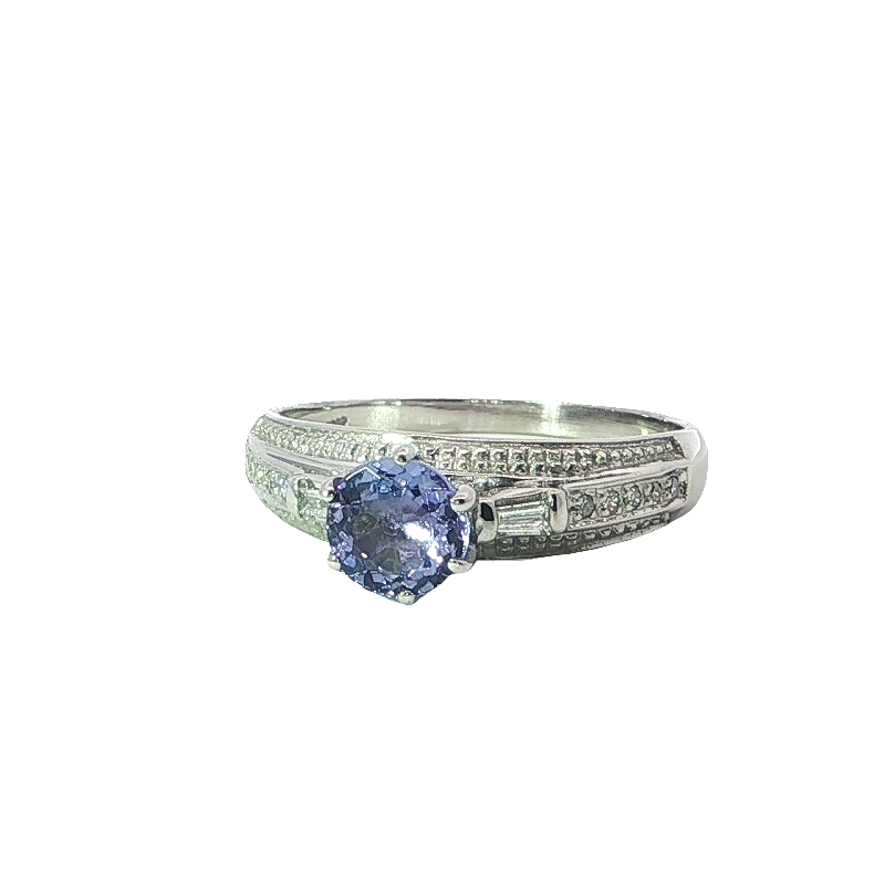Elegant White Gold Tanzanite Multistone Ring With Bluish Purple Brilliance