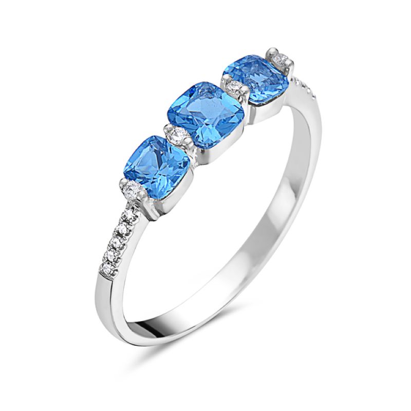 Elegant Three-stone Blue Topaz Ring