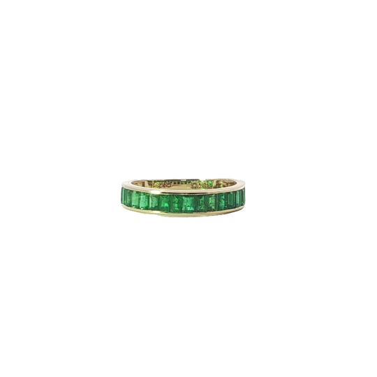 Elegant Baguette-cut Emerald Channel-set Eternity Ring